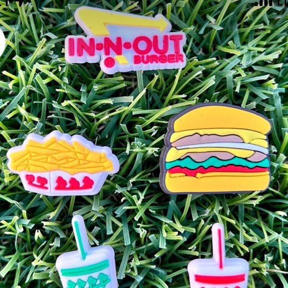 Set of 5 In-n-Out Burger Shoe Charms NEW - Picture 3 of 7